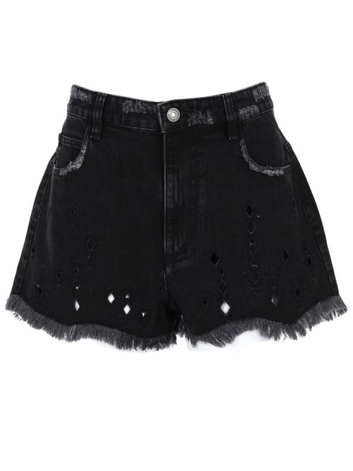 Black Embroidered Shorts