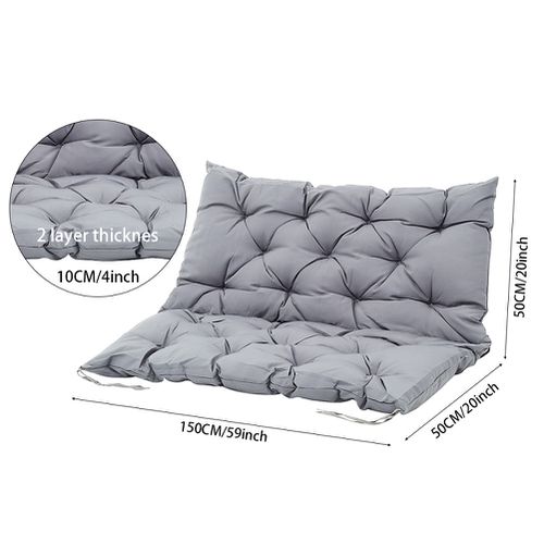 TEMU Cozy 3-person Outdoor Swing Seat Cushion - Non-slip, Quilted Polyester In Light Grey, 59"x39" - Ideal For Patio Rocking Chairs, Hand Washable