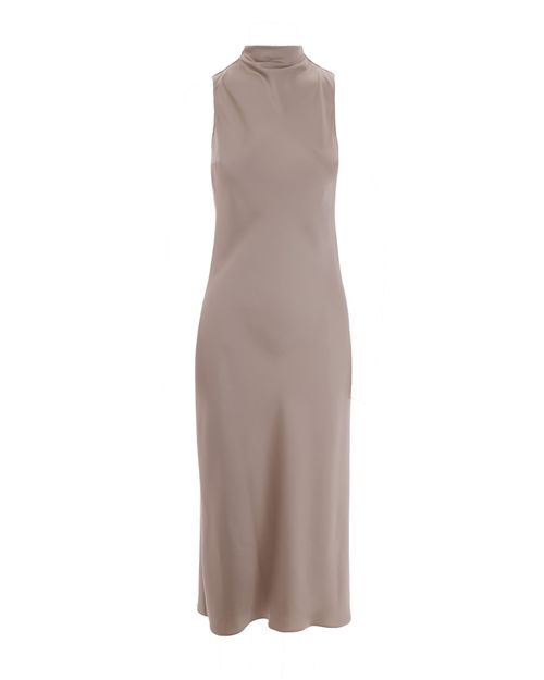 Satin Midi Dress — Gray