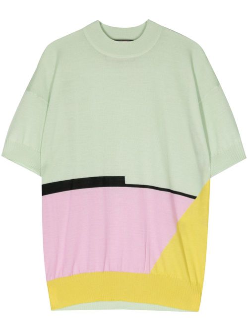 Intarsia-knit merino wool T-shirt - Green