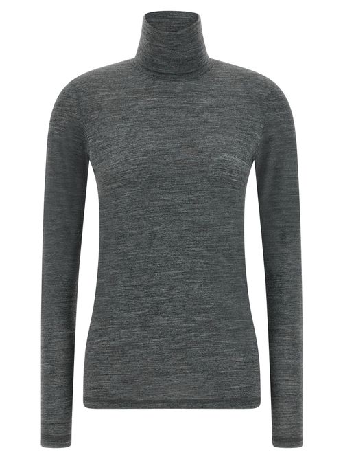 High-Neck Merino Knit Shirt — gray