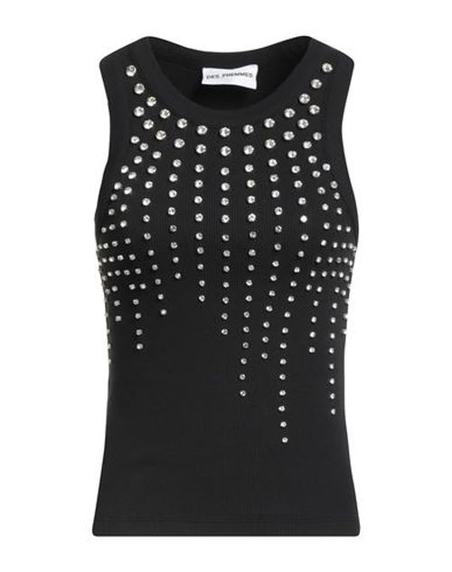 Des_phemmes Woman Tank top Black Size 4 Cotton, Elastane, Glass, Metal, Polyester