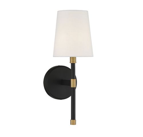 Brody 1-Light Wall Sconce in Matte Black with Warm Brass Accent