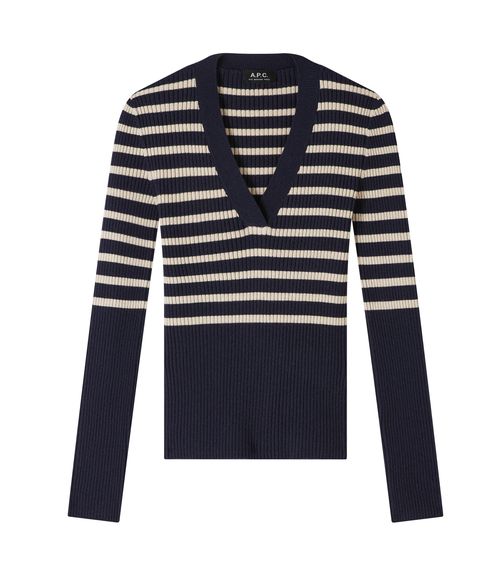 Lou sweater TIQ - Dark navy blue/ecru
