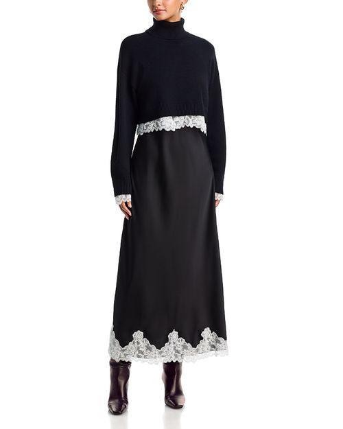 X Nicky Hilton Lace Trim Slip Dress & Sweater - Exclusive