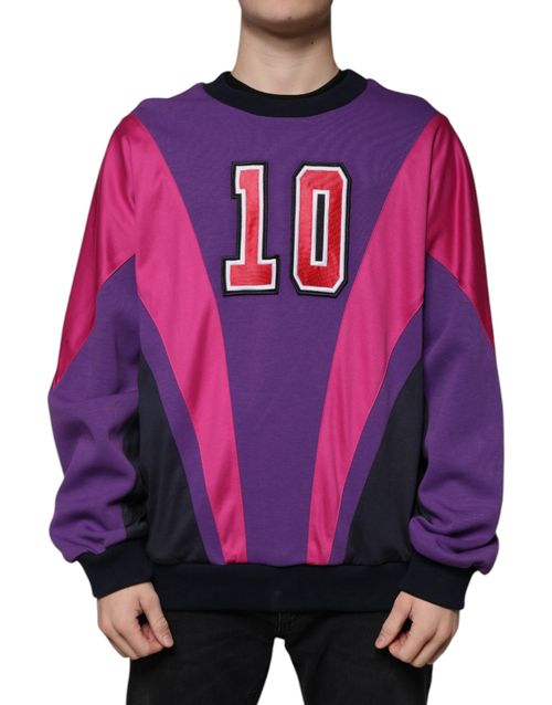 Colorblock Crew Neck with Logo Sweatshirt — Purple