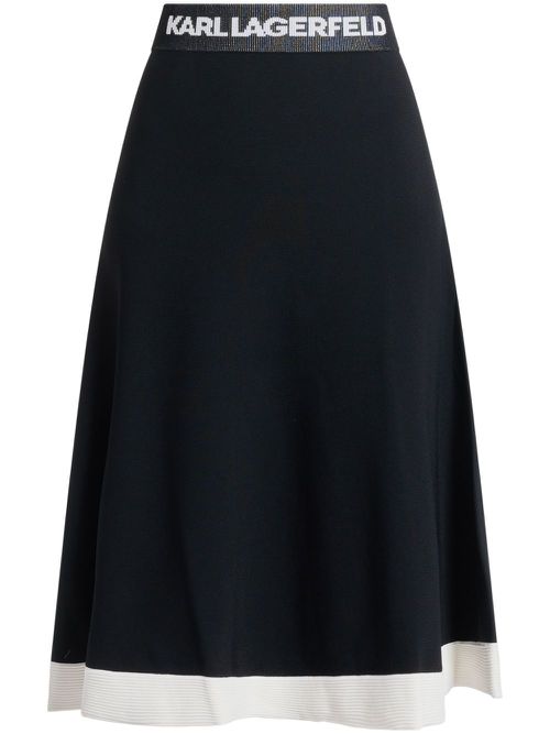 Flared knit skirt - Black