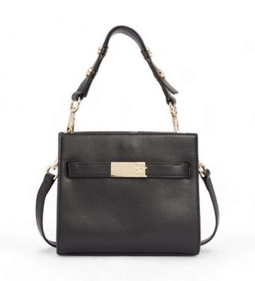 Tommy Hilfiger for woman. AW0AW16896 Heritage satchel bag with studs black (OSFA), Casual, Polyurethane