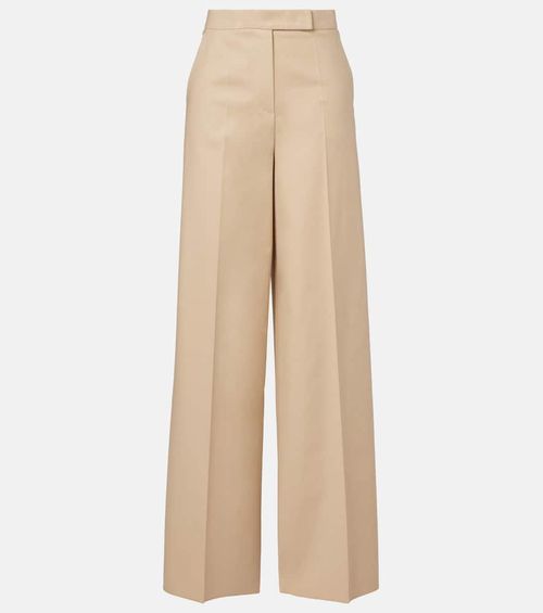 Cotton-blend wide-leg pants