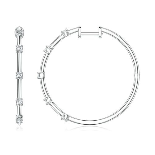 Angara 0.35 CTW Round Lab-Grown Diamond Five-Stone Station Hoop Earrings in Platinum