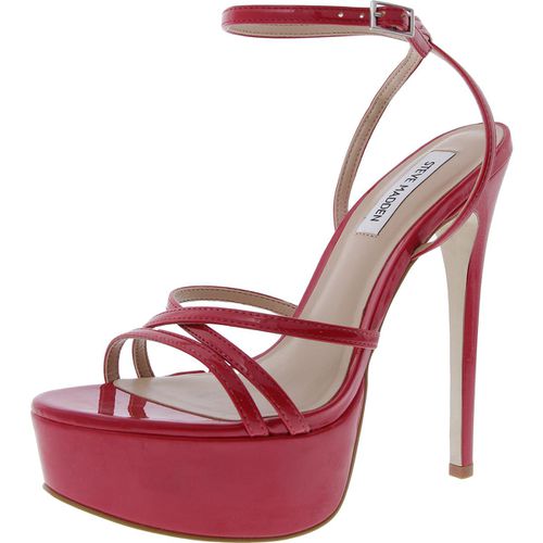 Celia Womens Strappy Patent Platform Sandals