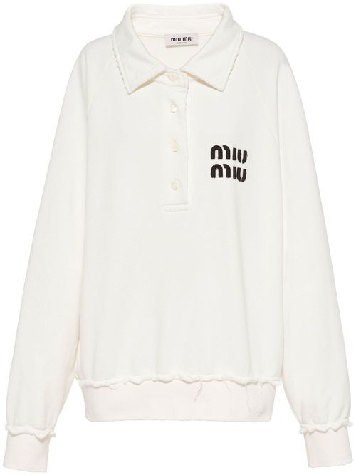 Logo-patch polo sweatshirt - White