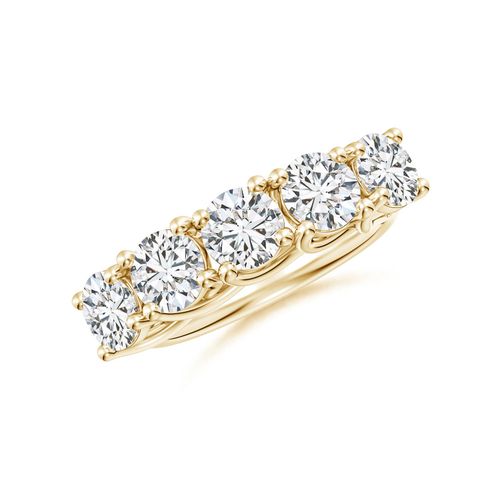 Angara 2.5 Carats Half Eternity Five Stone Diamond Wedding Band in 18K Yellow Gold