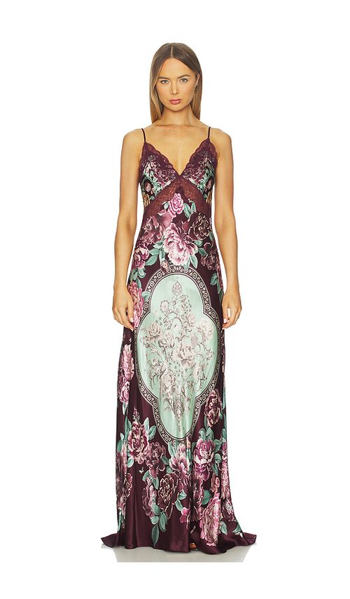 Camilla V Neck Long Bias Slip Dress With Train in If These Tiles Could Talk. XS also in L, M
