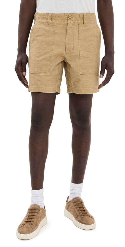 Taylor Stitch Surplus Shorts Khaki Reverse Sateen