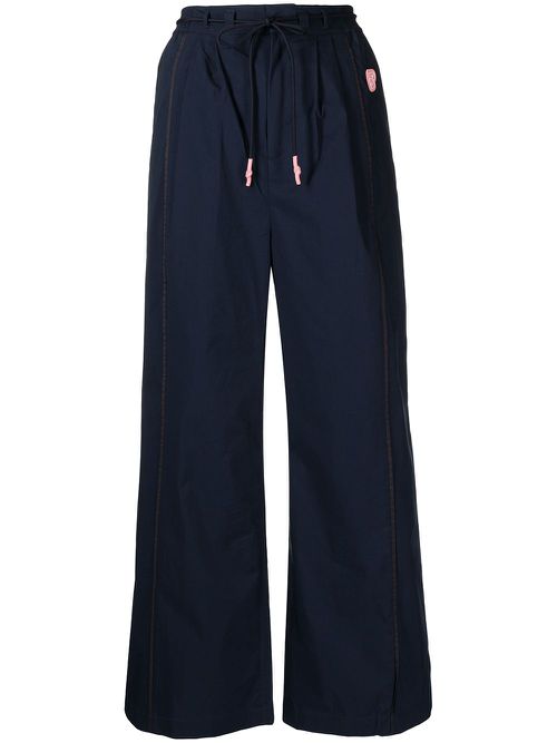 Wide-leg logo-patch track pants - Blue