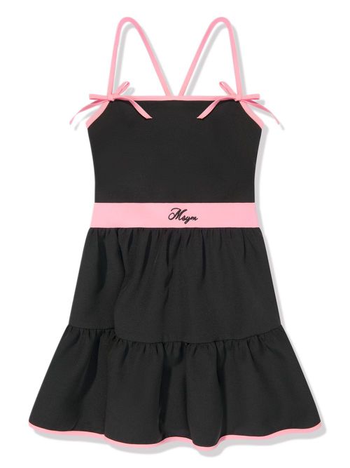 Contrasting-trim cotton dress - Black