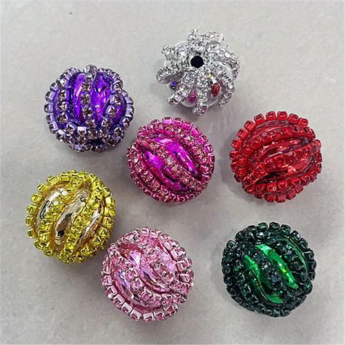 TEMU 5pcs Heavy-duty Large Multicolor 3d Striped With 5-color Sparkling Inlay - Purple, Pink, & For Jewelry, Keychains, Car Charms, Phone Strap