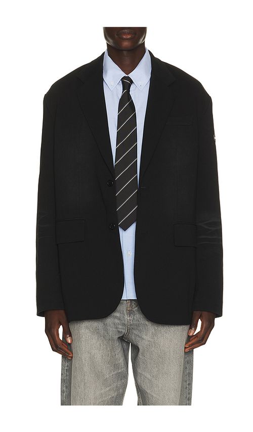 WE11DONE Washed Jersey Blazer in Black - Black. L also in S, M, XL/1X