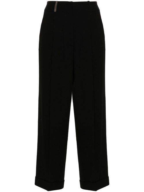 Pleated straight trousers - Black