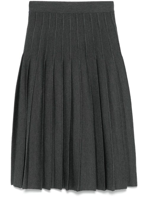 Pleated pointelle midi skirt - Grey