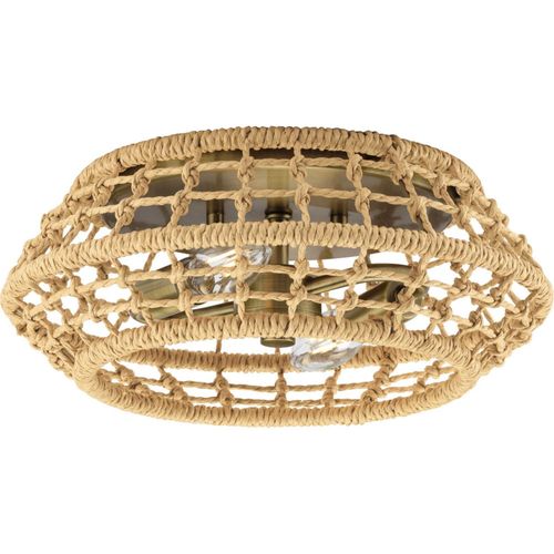 Vintage Brass Two Light Flush Mount from the Laila Collection