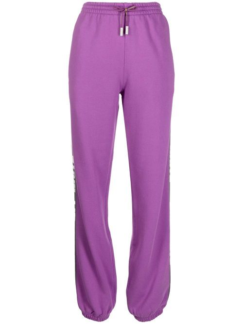 Logo-tape cotton track pants - Purple