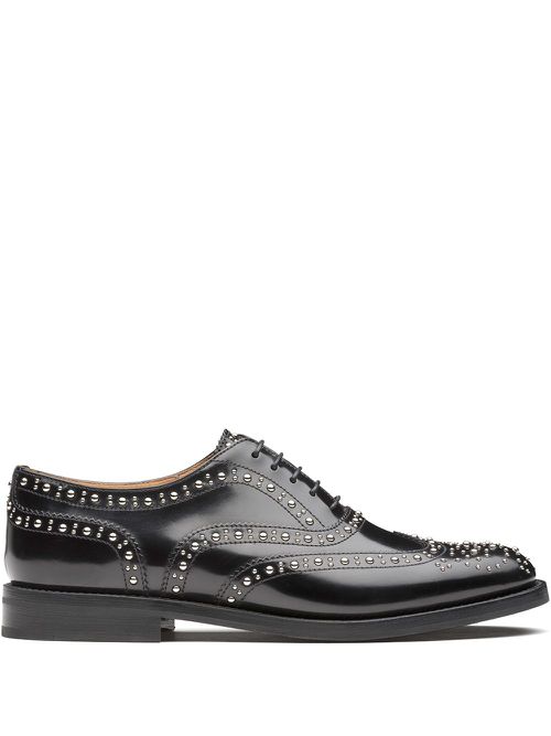 Burwood polished studded brogues - Black