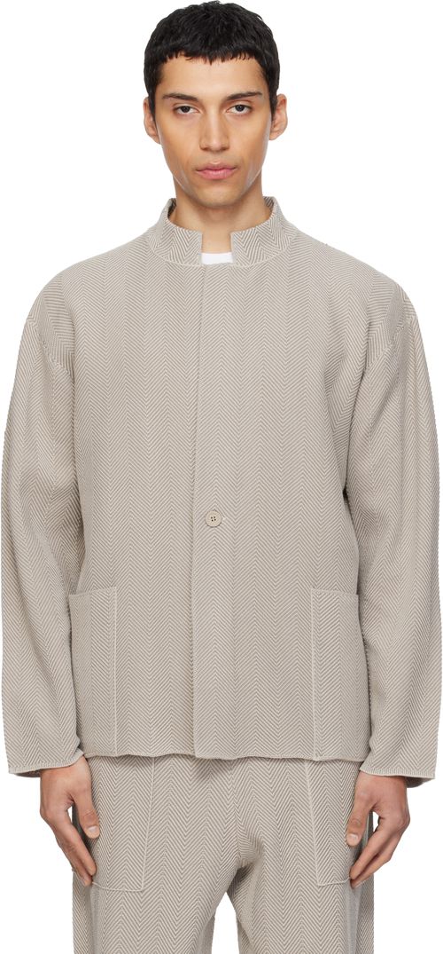 Beige Inlaid Knit Jacket