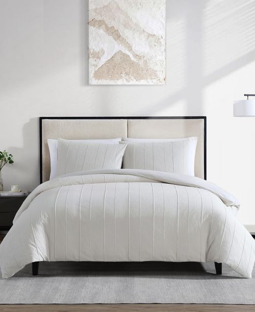 Woven Tucks Jacquard 3-Pc. Comforter Set, Queen - Ivory
