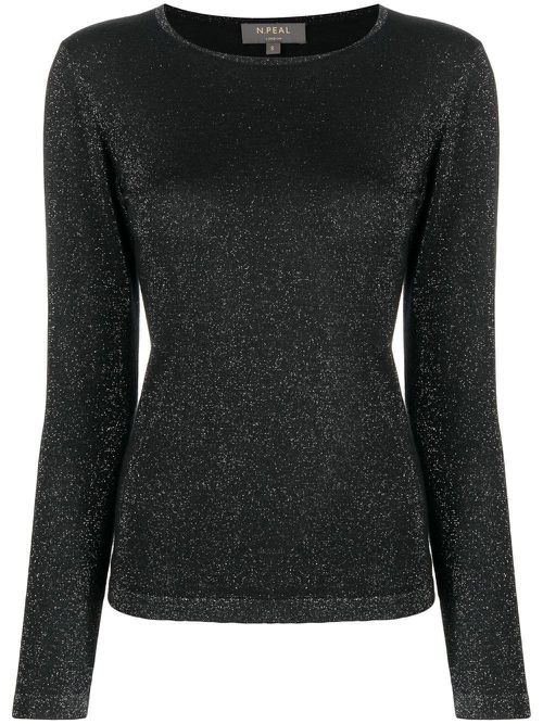 Lurex-design knit jumper - Black