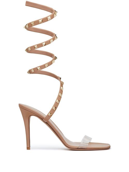 Rockstud-embellished 100mm sandals - Neutrals