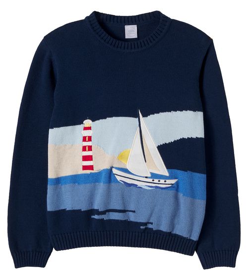 Intarsia cotton sweater