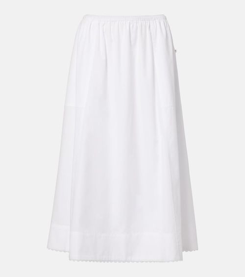 Scalloped cotton poplin midi skirt