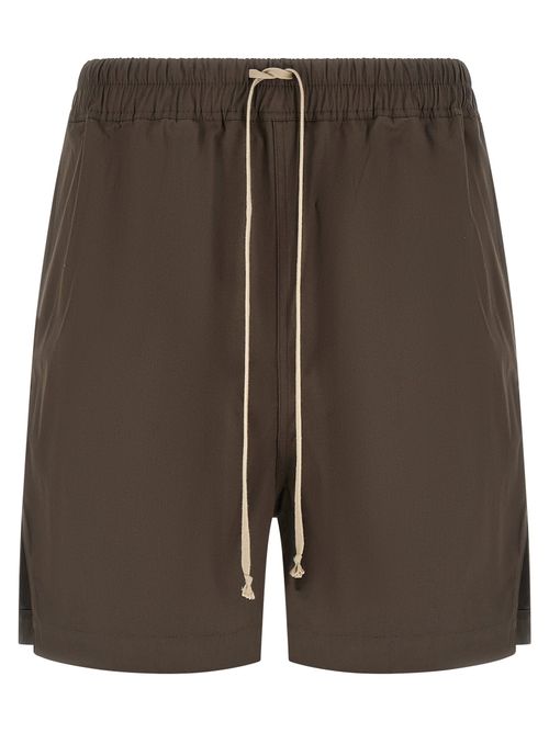 Cotton Drawstring Bermuda Shorts — Brown