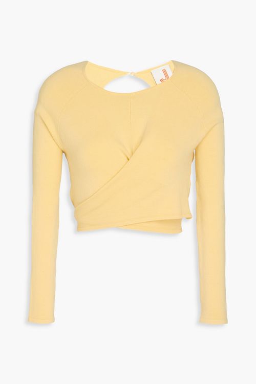 Cropped open-back Lyocell-blend top - Yellow - XS