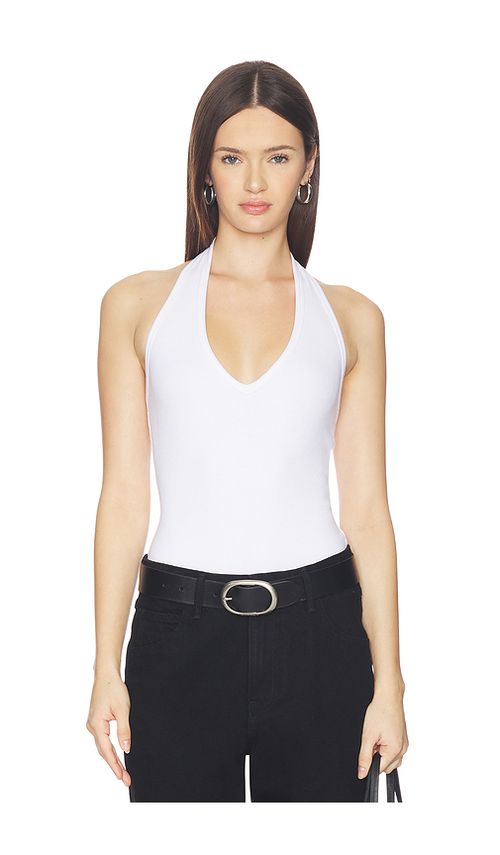CLYQUE Calli Bodysuit in White. L. Also in M, S