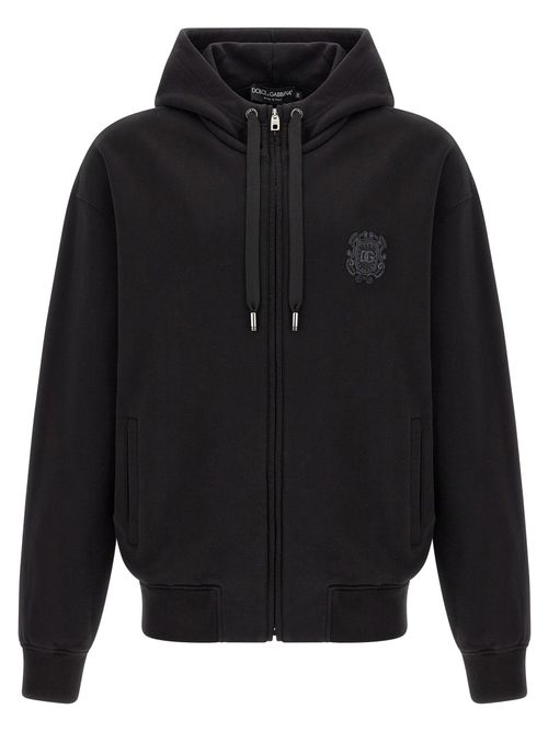Embroidered Logo Crest Hoodie — Black