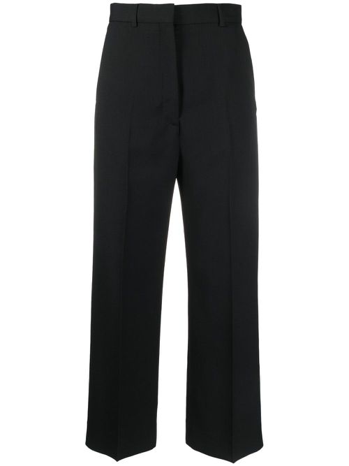 Pressed-crease cropped-leg trousers - Black