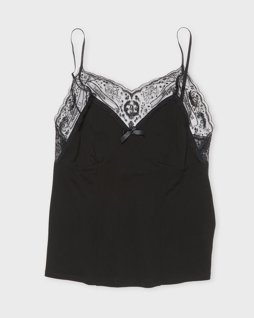 Acne Studios Top Camisole Lace Crepe Jersey Black