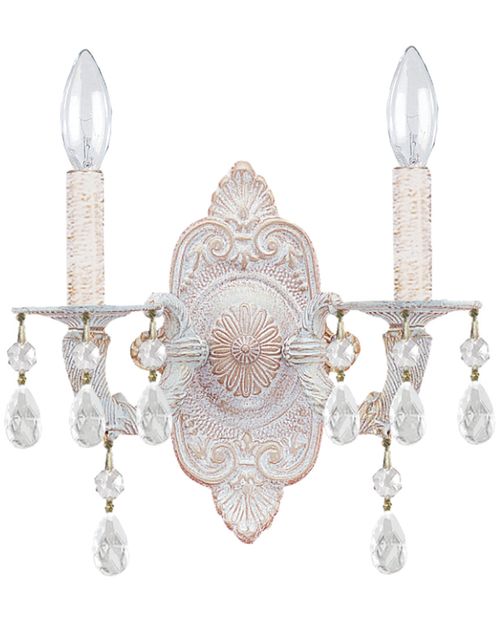 2-Light Paris Market Sconce Swarovski Strass Crystal