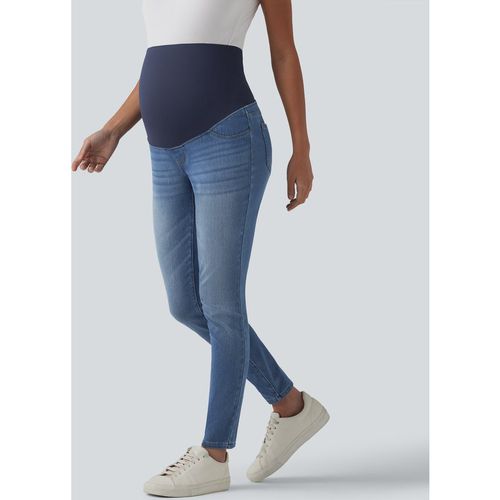 Halara Halara Flex™ Super High Waisted Skinny 7/8 Casual Maternity Jeans with Pockets - Blue Jasper Denim - XLregular