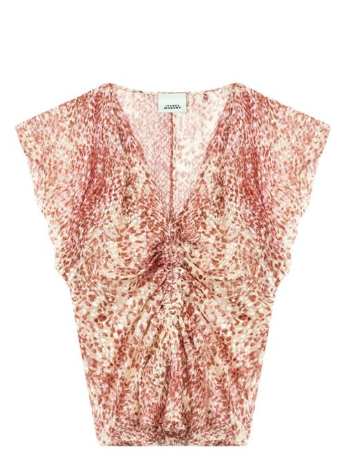 Isabel Marant Women's Sm Top Lonea Beige Ocher Print in Lgredecru | Size 36 | HT0228FCC1J06I