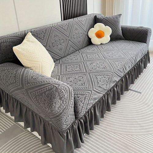 TEMU 1/2/3/4/5-seater Sofa Covers - Heavy-duty Stretch Sofa Protector Slipcover With Non-slip Back, Machine Washable Velvet Couch Cover For Living