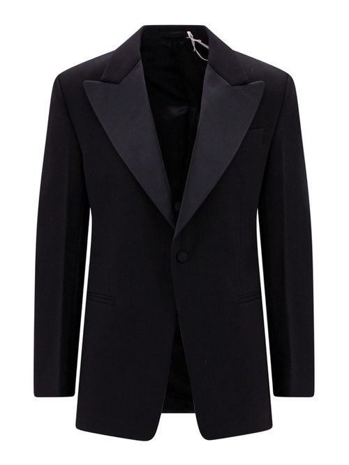 Wool blazer with satin profiles