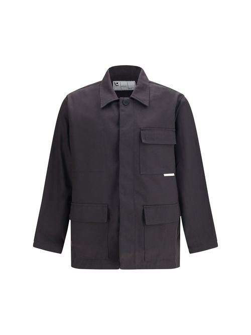 Classic Collar Cotton-Blend Jacket — Charcoal