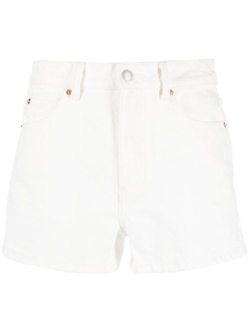 High-rise denim mini shorts - White