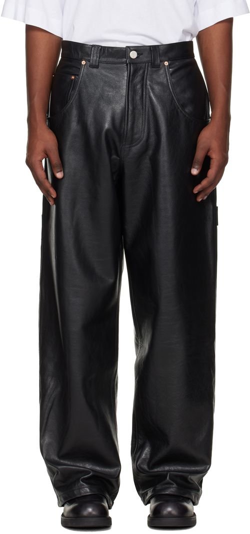 Black Hip-Hop Leather Pants