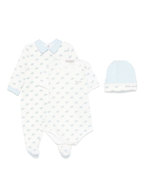 Elephant-print babygrow set - White