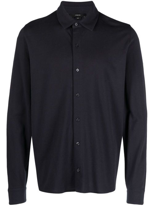 Longsleeved piqué-cotton polo shirt - Blue